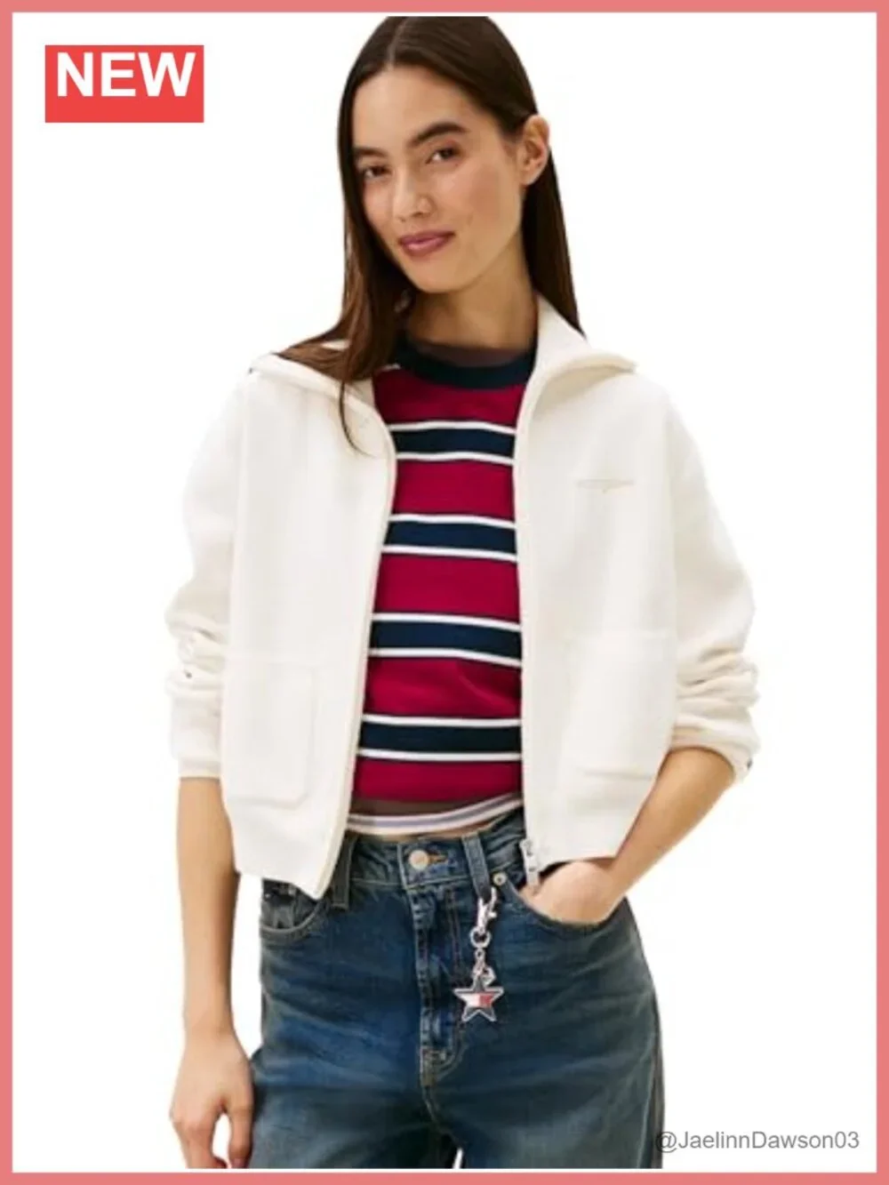 Medium Weight Full Zip Cardigan with Silver Script Logo